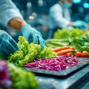 Checklist for Food Safety Evaluation - employee working with vegetables.