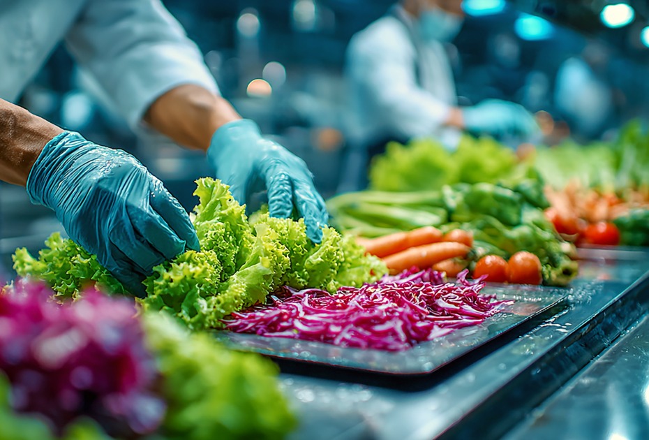 Checklist for Food Safety Evaluation - employee working with vegetables.