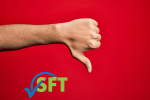 The 5-second rule, rumor or real? (Thumbs down on a red background.)