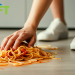 Spaghetti on the ground.